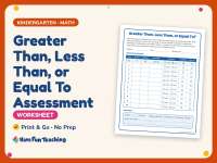 Greater Than, Less Than, or Equal To Assessment Worksheet Practice preview