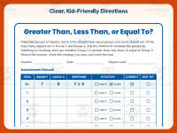 Greater Than, Less Than, or Equal To Assessment Worksheet Practice preview 4
