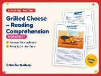 Grilled Cheese – Reading Comprehension Worksheet – 5th Grade Food preview