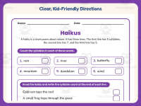 Haiku Pictures Worksheet – 3rd Grade Poetry & Syllables Practice preview 4