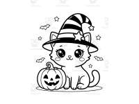 Halloween Cats & Kittens Coloring Book — Cute Kawaii Fun for Kids preview 2