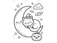 Halloween Cats & Kittens Coloring Book — Cute Kawaii Fun for Kids preview 3