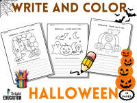 Halloween Write & Color Sheets | Halloween Story Writing and Coloring preview