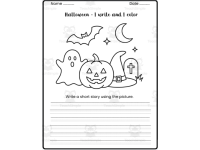 Halloween Write & Color Sheets | Halloween Story Writing and Coloring preview 2