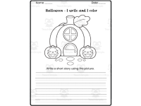 Halloween Write & Color Sheets | Halloween Story Writing and Coloring preview 3