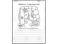 Halloween Write & Color Sheets | Halloween Story Writing and Coloring preview 4