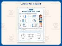 Halves, Thirds, Fourths Fractions Worksheet – 2nd Grade Math Practice preview 3