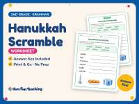 Hanukkah Scramble Worksheet – 2nd Grade Spelling Practice + Answer Key preview