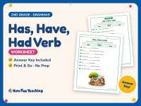 Has, Have, Had Verb Worksheet – 2nd Grade Verbs Practice + Answer Key preview
