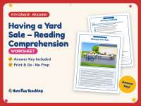 Having a Yard Sale – Reading Comprehension Worksheet – 5th Grade preview