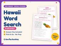 Hawaii Word Search Worksheet – 3rd Grade States Practice + Answer Key preview