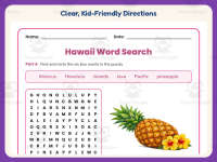 Hawaii Word Search Worksheet – 3rd Grade States Practice + Answer Key preview 4