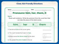 Him Her Them It Pronoun Worksheet – 2nd Grade Pronouns Practice preview 4