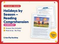 Holidays by Season – Reading Comprehension Worksheet – 5th Grade preview