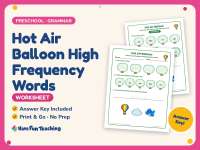 Hot Air Balloon High Frequency Words Worksheet – Preschool Sight Words preview