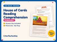 House of Cards Reading Comprehension Worksheet – 2nd Grade Practice preview