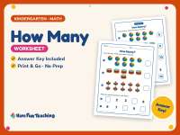 How Many Worksheet – Kindergarten Counting Practice + Answer Key preview