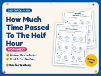 How Much Time Passed To The Half Hour Worksheet – 2nd Grade Clocks preview