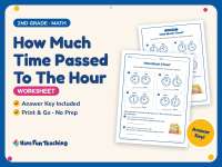 How Much Time Passed To The Hour Worksheet – 2nd Grade Clocks Practice preview