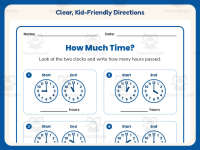 How Much Time Passed To The Hour Worksheet – 2nd Grade Clocks Practice preview 4