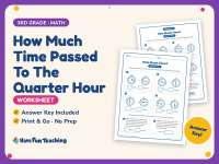 How Much Time Passed To The Quarter Hour Worksheet – 3rd Grade Clocks preview
