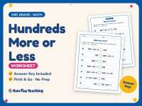 Hundreds More or Less Worksheet – 2nd Grade Inequalities Practice preview