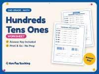 Hundreds Tens Ones Worksheet – 2nd Grade Place Value Practice preview