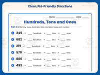 Hundreds Tens Ones Worksheet – 2nd Grade Place Value Practice preview 4