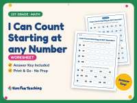 I Can Count Starting at any Number Worksheet – 1st Grade Counting preview
