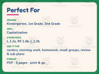 I Can Read Worksheet – 1st Grade Capitalization & Fluency Practice preview 6