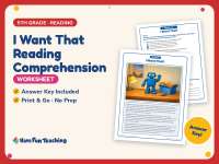 I Want That Reading Comprehension Worksheet – 5th Grade Practice preview