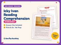 Icky Ivan Reading Comprehension Worksheet – 3rd Grade Practice preview