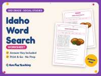 Idaho Word Search Worksheet – 3rd Grade States Practice + Answer Key preview
