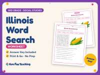 Illinois Word Search Worksheet – 3rd Grade States Practice preview