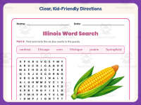 Illinois Word Search Worksheet – 3rd Grade States Practice preview 4