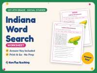 Indiana Word Search Worksheet – 1st-6th Grade States Practice preview