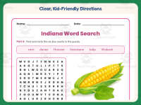 Indiana Word Search Worksheet – 1st-6th Grade States Practice preview 4