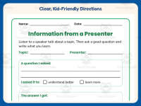 Information From a Presenter Worksheet – 2nd Grade Prompts & Research preview 4