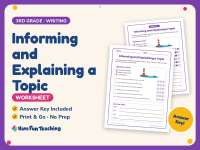 Informing and Explaining a Topic Worksheet – 3rd Grade Essays Practice preview