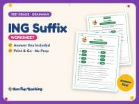 ING Suffix Worksheet – 3rd Grade Suffixes Practice + Answer Key preview