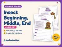 Insect Beginning, Middle, End Worksheet – 3rd Grade Sequencing preview