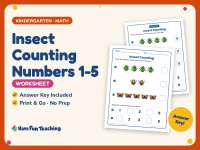 Insect Counting Numbers 1-5 Worksheet – Kindergarten Insects Practice preview