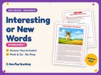 Interesting or New Words Worksheet – 3rd Grade Context Clues Practice preview