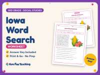 Iowa Word Search Worksheet – 3rd Grade States Practice + Answer Key preview