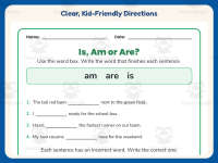 Is Am Are Fill in Blank Worksheet – 2nd Grade Verbs Practice preview 4