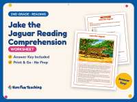 Jake the Jaguar Reading Comprehension Worksheet – 2nd Grade Animals preview