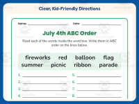 July 4th ABC Order Worksheet – 2nd Grade 4th of July Practice preview 4