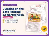 Jumping on the Sofa Reading Comprehension Worksheet – 3rd Grade preview