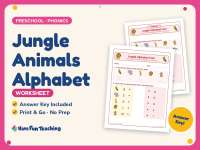Jungle Animals Alphabet Worksheet – Preschool Letter Recognition preview