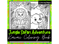 Jungle Safari Adventure: A Cute Kawaii Animals Coloring Book for Kids preview